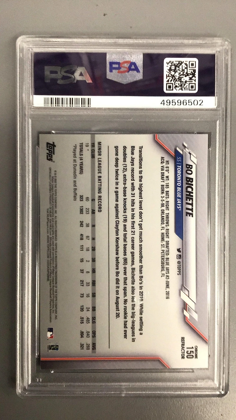 2020 Topps Chrome 150 Bo Bichette Pink Refractor PSA 10