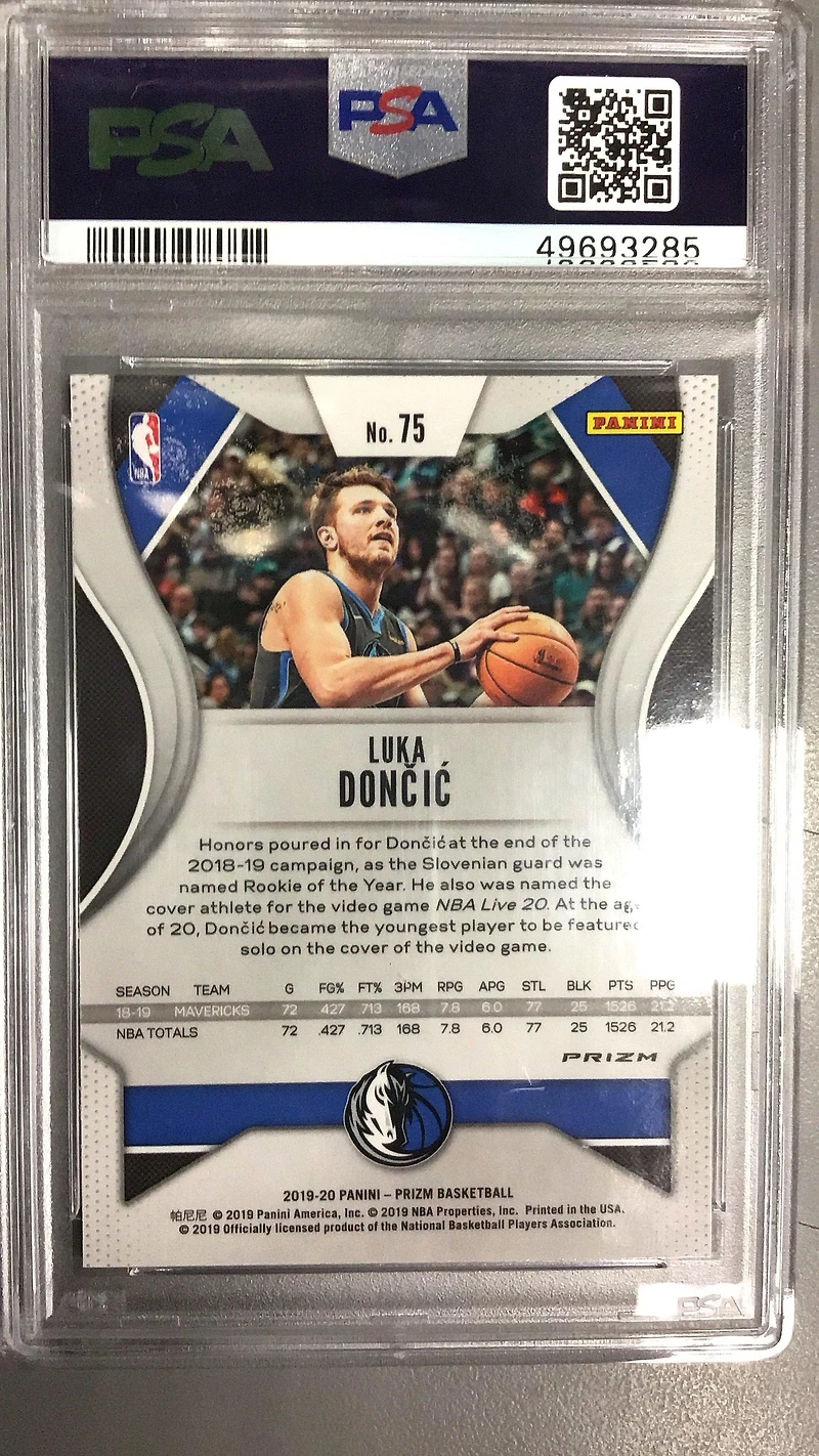 2019 Panini Prizm 75 Luka Doncic Pink Ice PSA 9