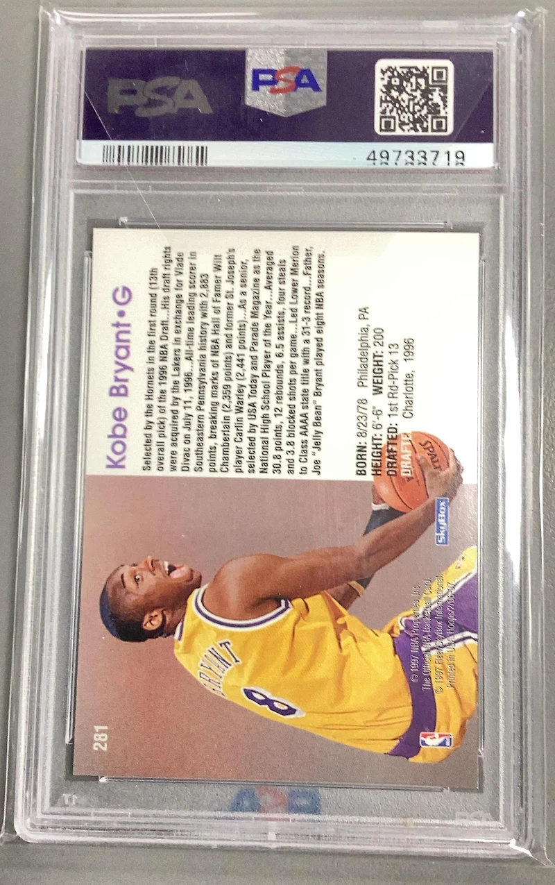 1996 Hoops 281 Kobe Bryant PSA