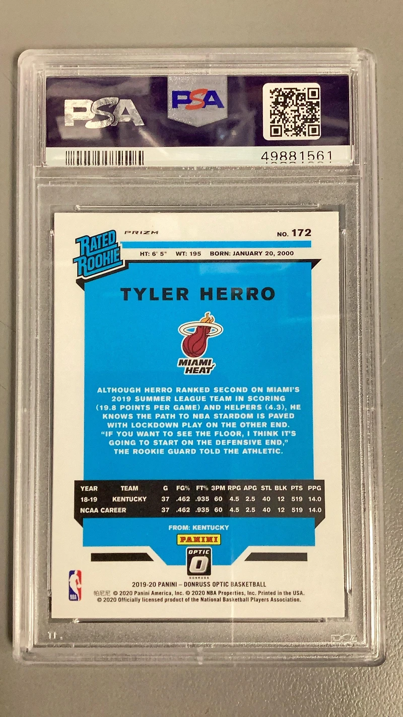 2019 Panini Donruss Optic 172 Tyler Herro Choice PSA 10