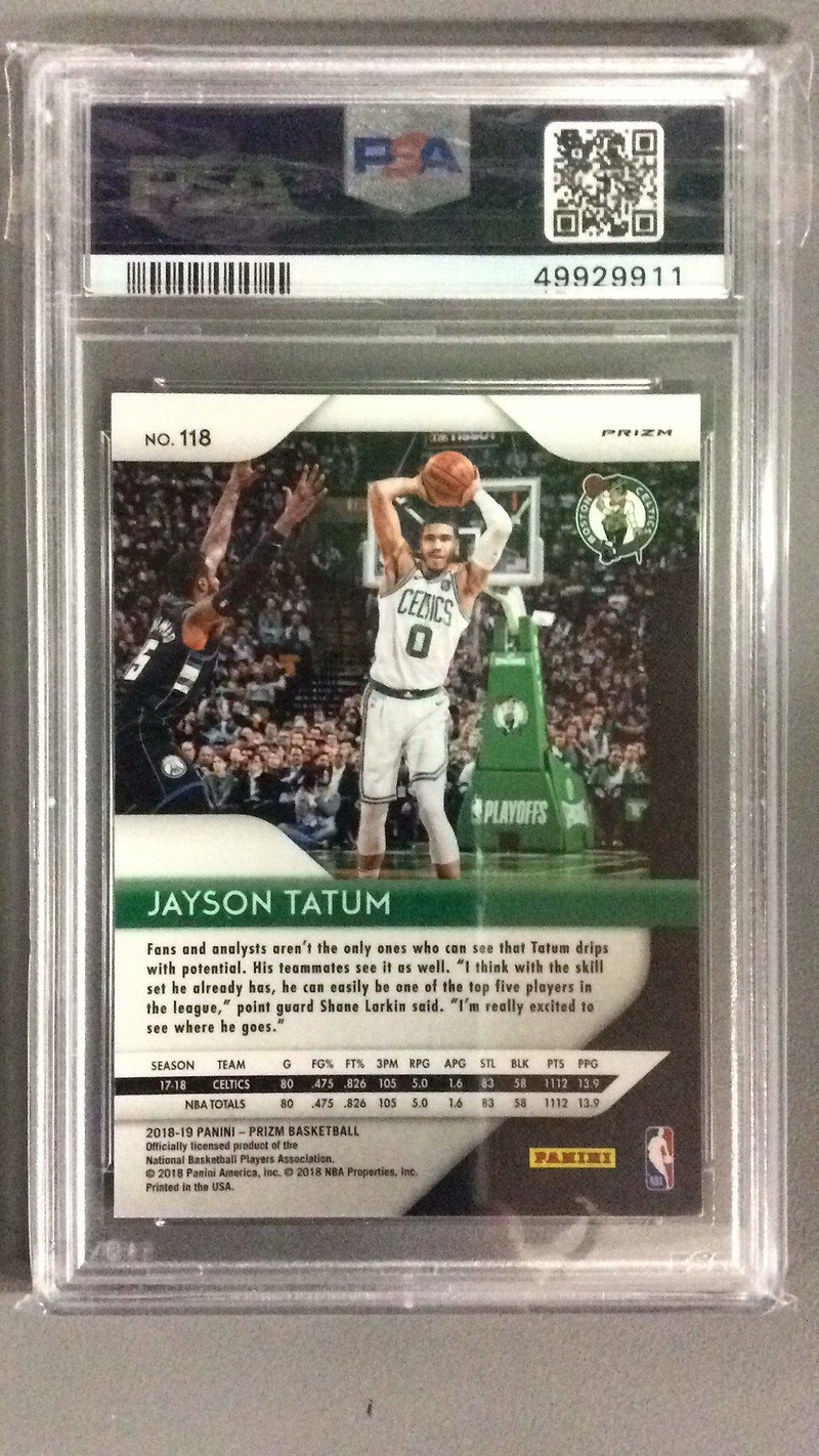 2018 Panini Prizm 118 Jayson Tatum Green Prizm PSA 9