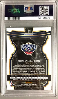 2019 Panini Select 1 Zion Williamson PSA 10