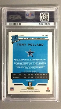 2019 Panini Donruss Optic 187 Tony Pollard Autograph-bronze PSA 9