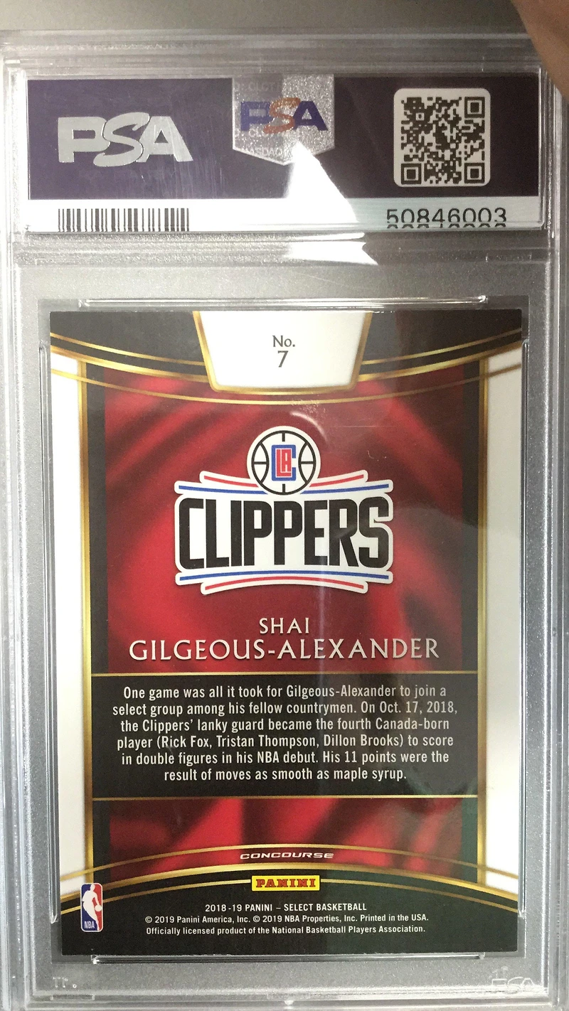 2018 Panini Select 7 Shai Gilgeous-alexander PSA 9