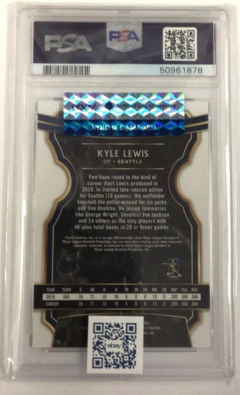 2020 Panini Select 16 Kyle Lewis Zebra Prizm PSA 10