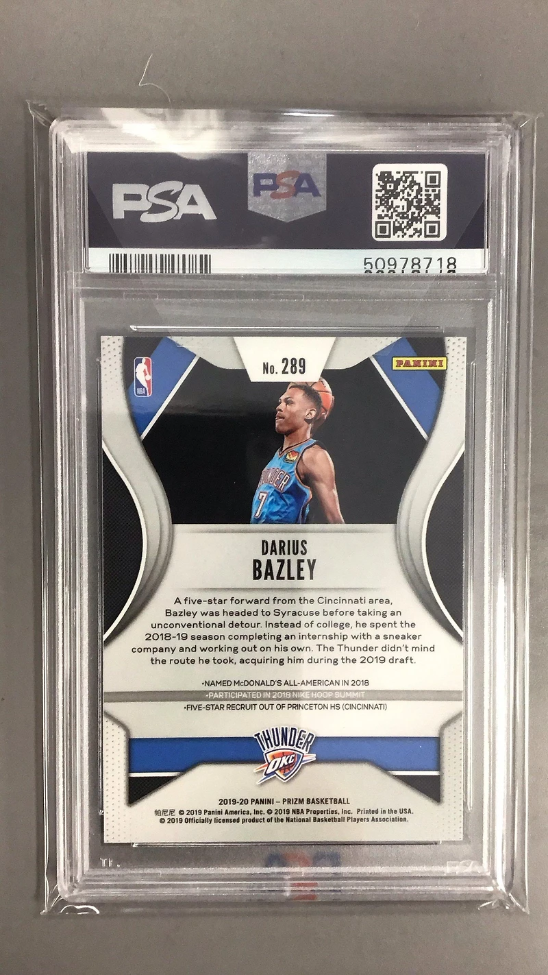 2019 Panini Prizm 289 Darius Bazley PSA