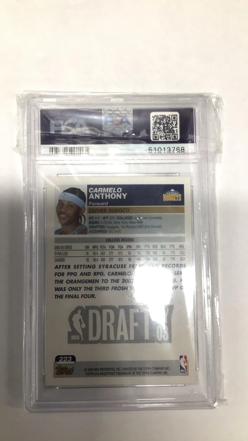 2003 Topps 223 Carmelo Anthony PSA