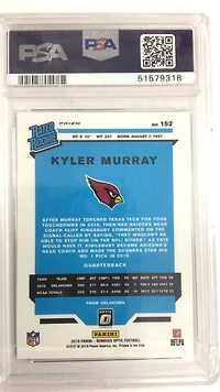 2019 Panini Donruss Optic 152 Kyler Murray Green Velocity PSA 9