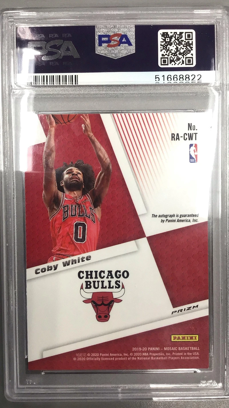 2019 Panini Mosaic Rookie Autographs Mosaic Racwt Coby White PSA 9