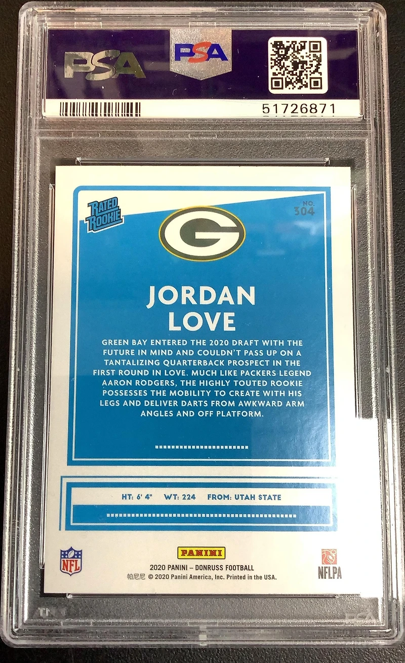 2020 Panini Donruss 304 Jordan Love PSA
