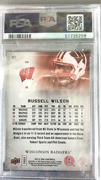 2012 Sp Authentic 87 Russell Wilson PSA 10
