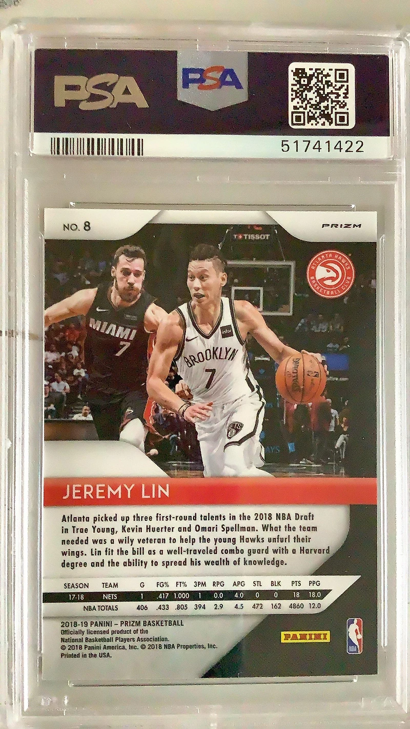 2018 Panini Prizm 8 Jeremy Lin Green Prizm PSA 10