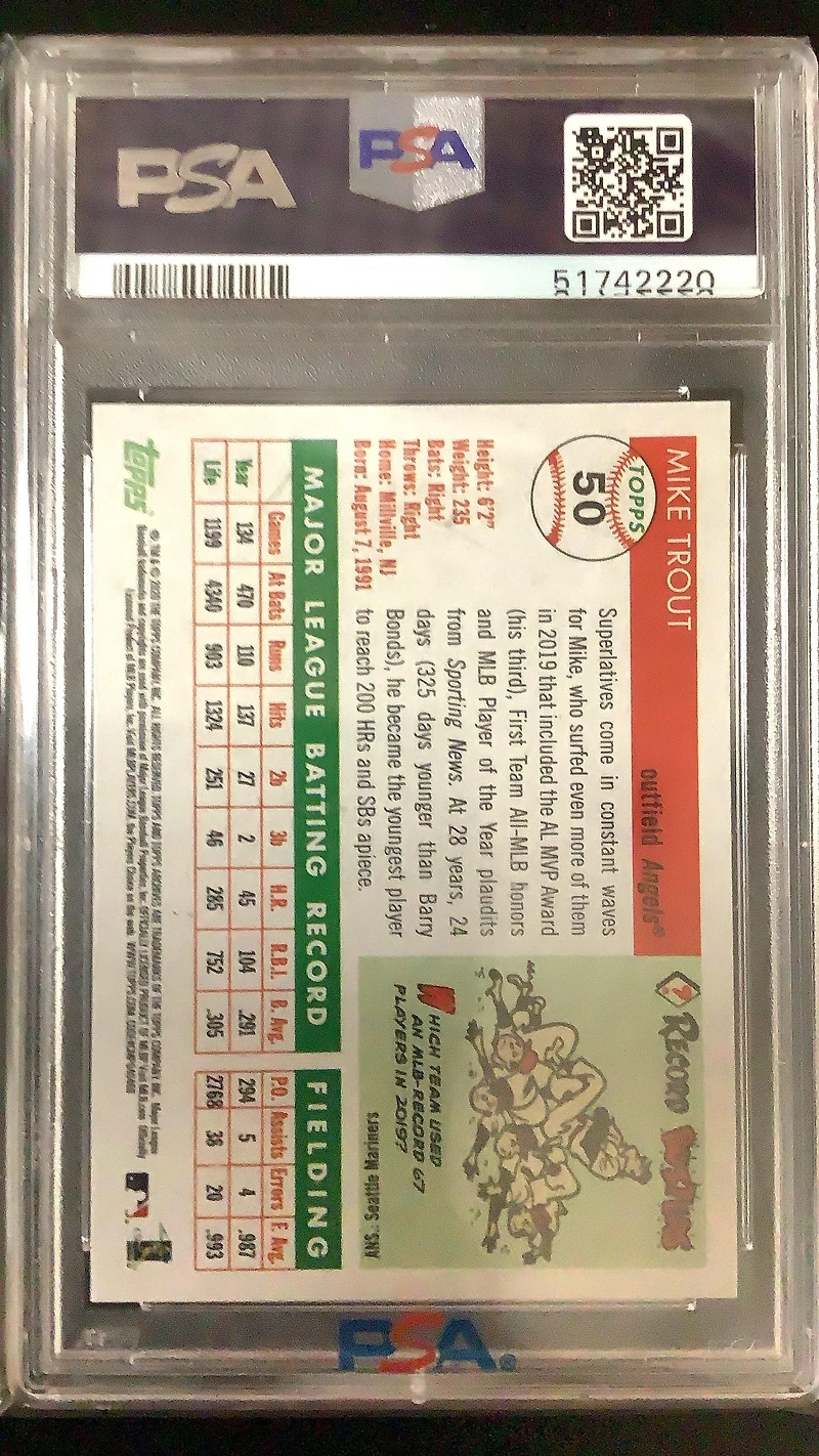 2020 Topps Archives 50 Mike Trout PSA 9