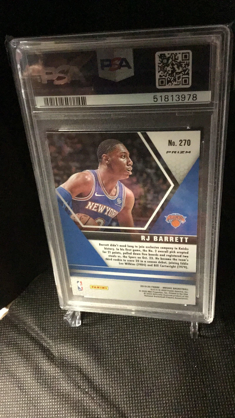 2019 Panini Mosaic 270 Rj Barrett Green Mosaic PSA 9