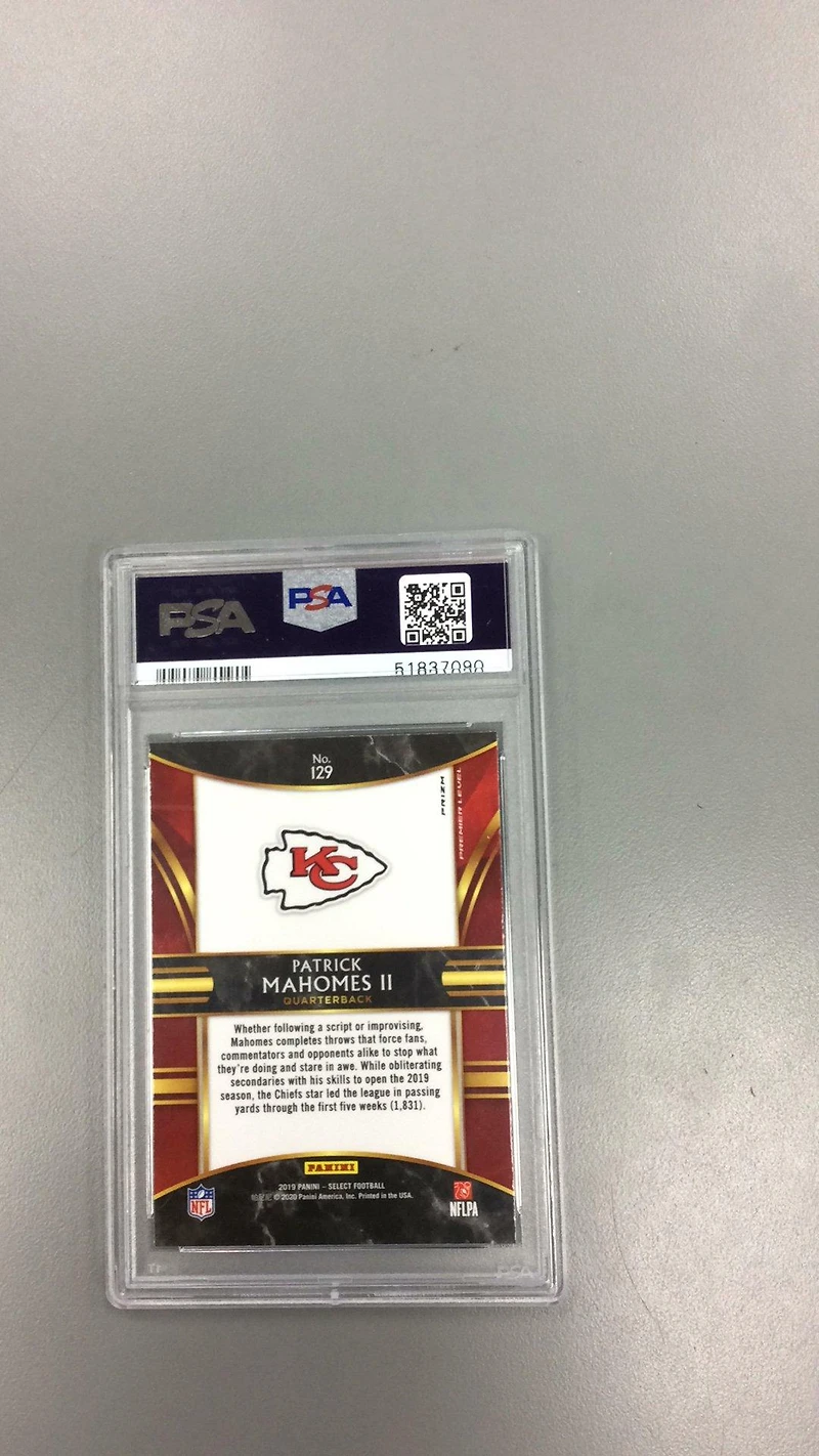 2019 Panini Select 129 Patrick Mahomes Ii Silver Prizm PSA 10
