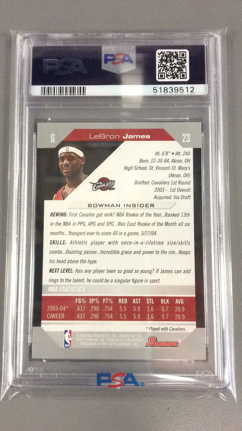 2004 Bowman 23 Lebron James PSA 9