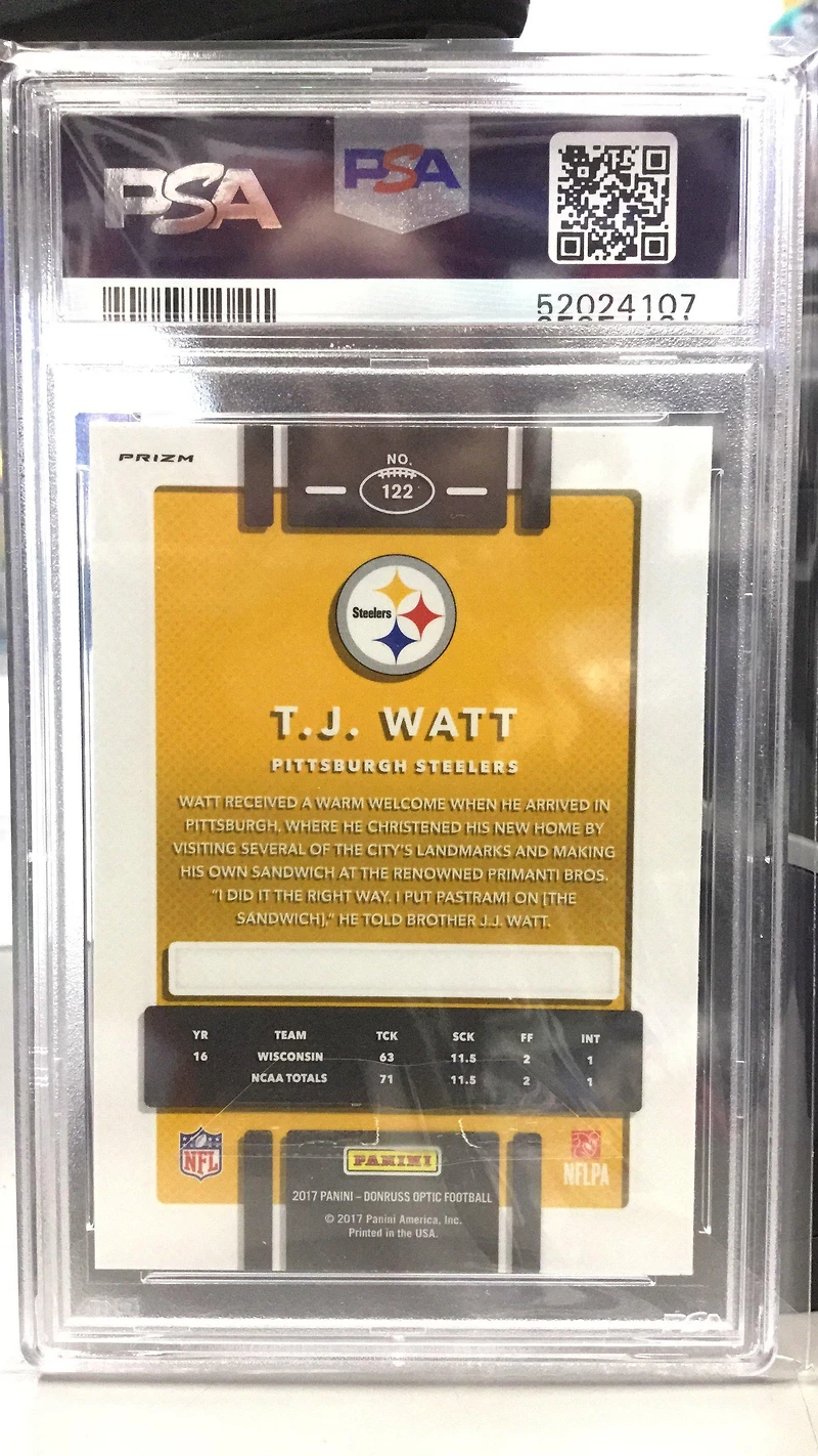 2017 Panini Donruss Optic 122 T.j. Watt Holo PSA 10
