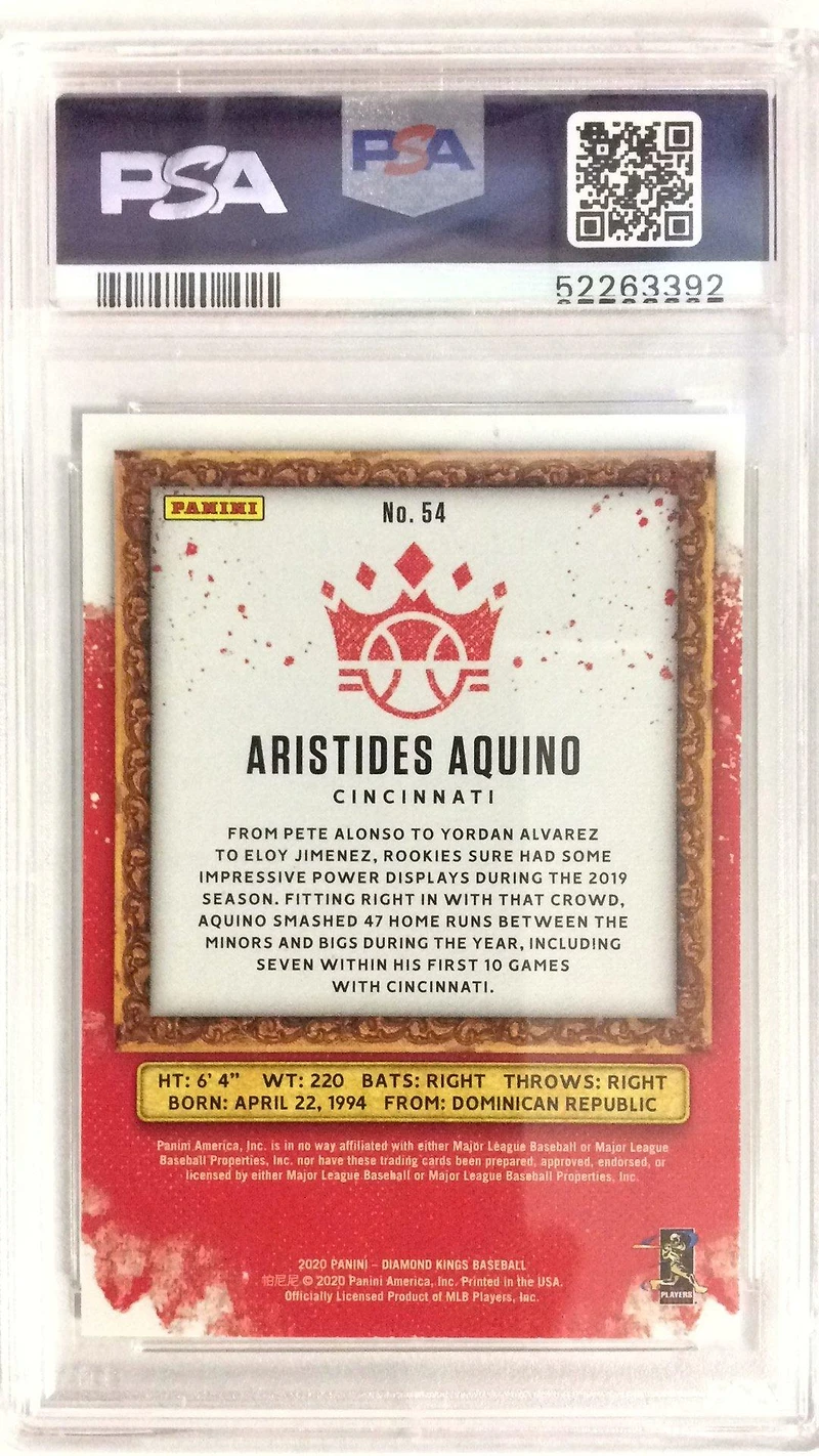 2020 Panini Diamond Kings 54 Aristides Aquino PSA 10