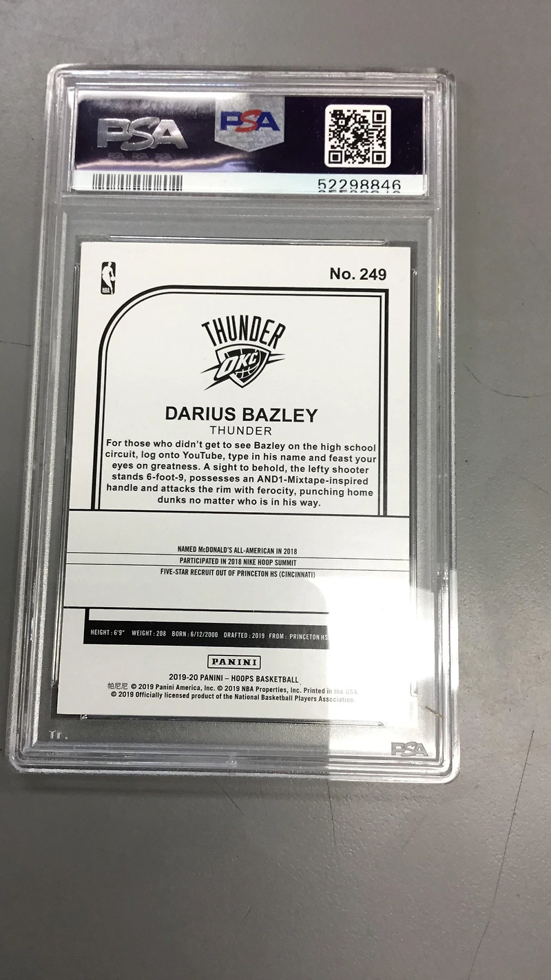 2019 Panini Hoops 249 Darius Bazley Winter PSA 9