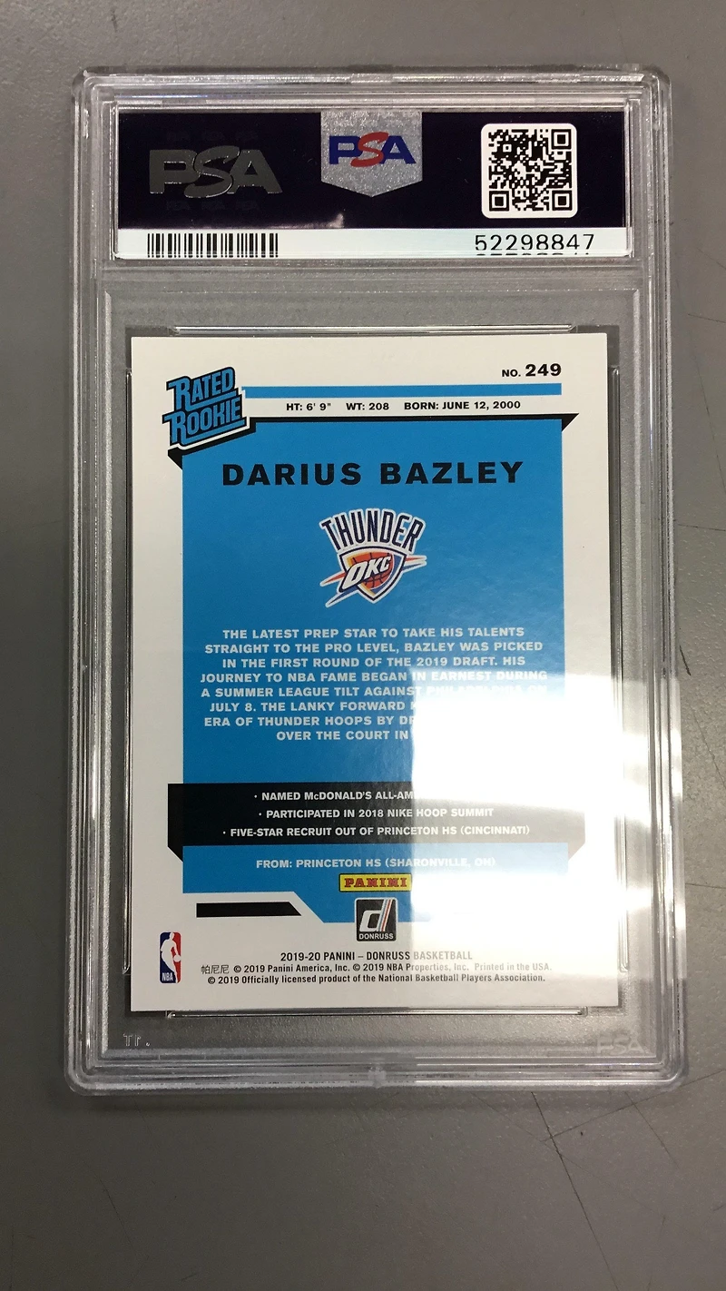 2019 Panini Donruss 249 Darius Bazley PSA 9