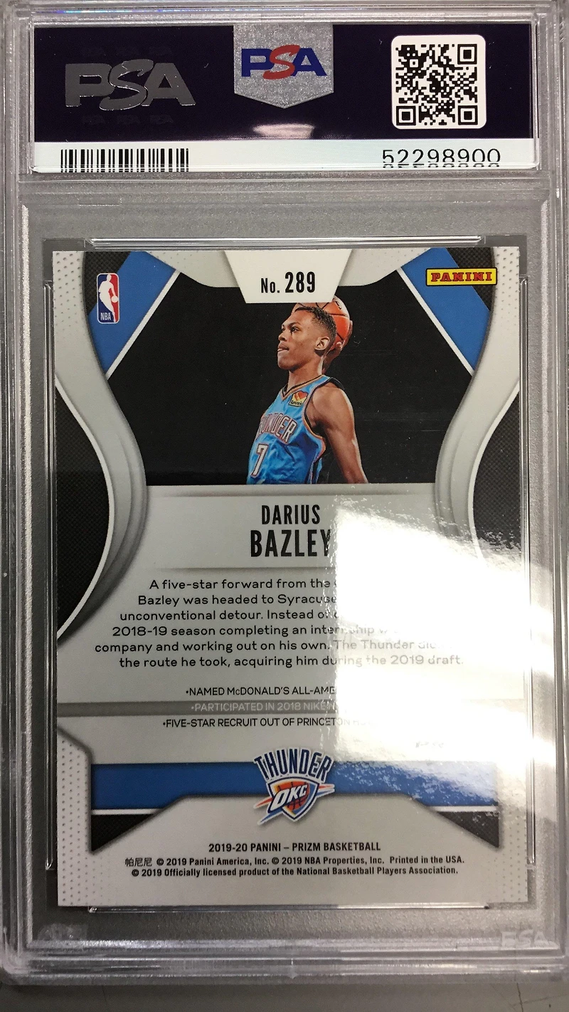 2019 Panini Prizm 289 Darius Bazley Ruby Wave PSA 9
