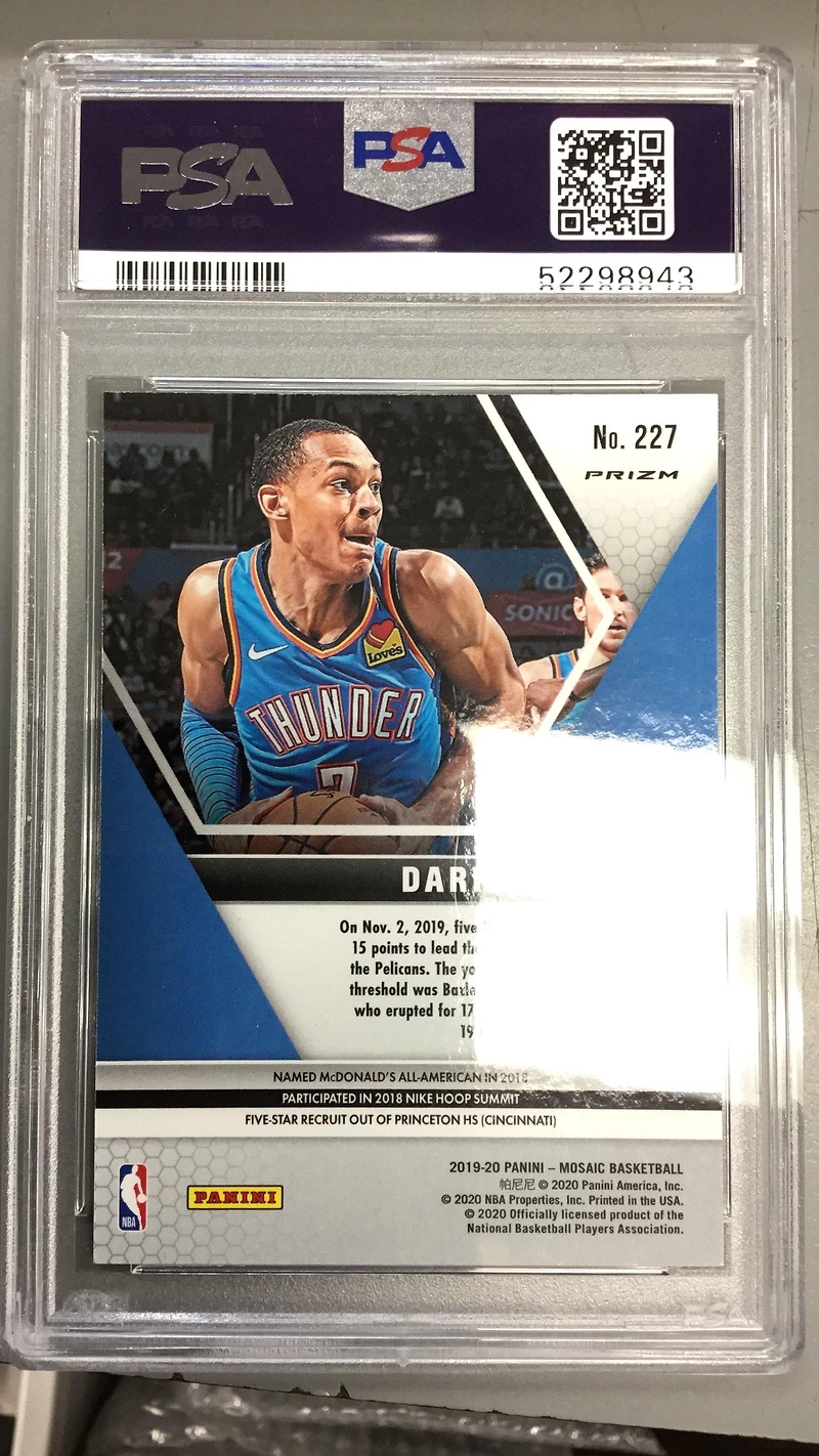 2019 Panini Mosaic 227 Darius Bazley Mosaic PSA