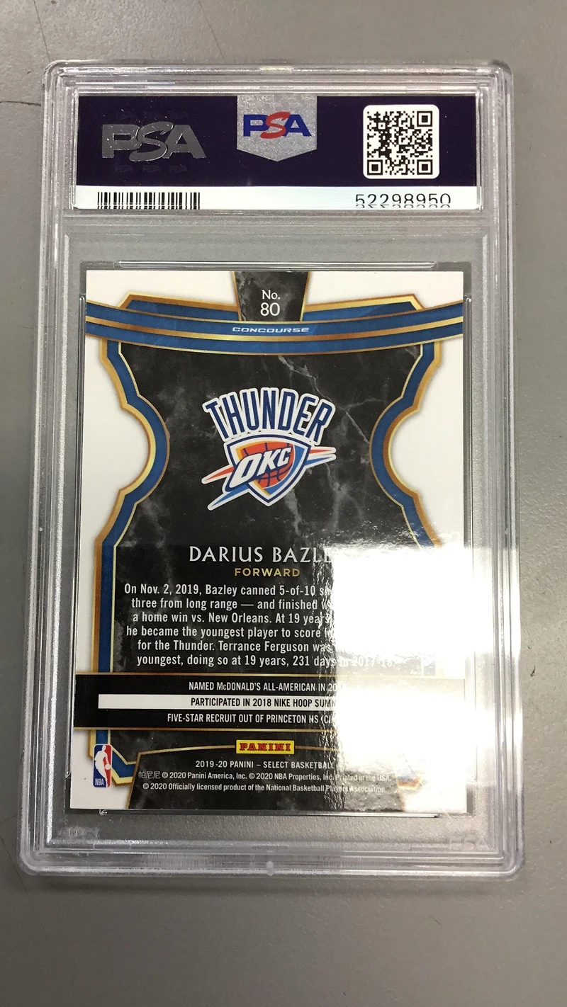 2019 Panini Select 80 Darius Bazley PSA 9