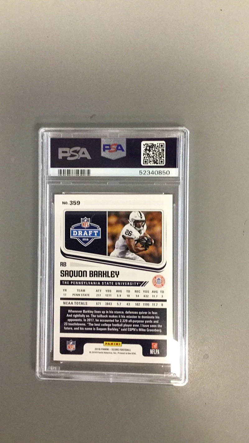 2018 Panini Score 359 Saquon Barkley PSA 10