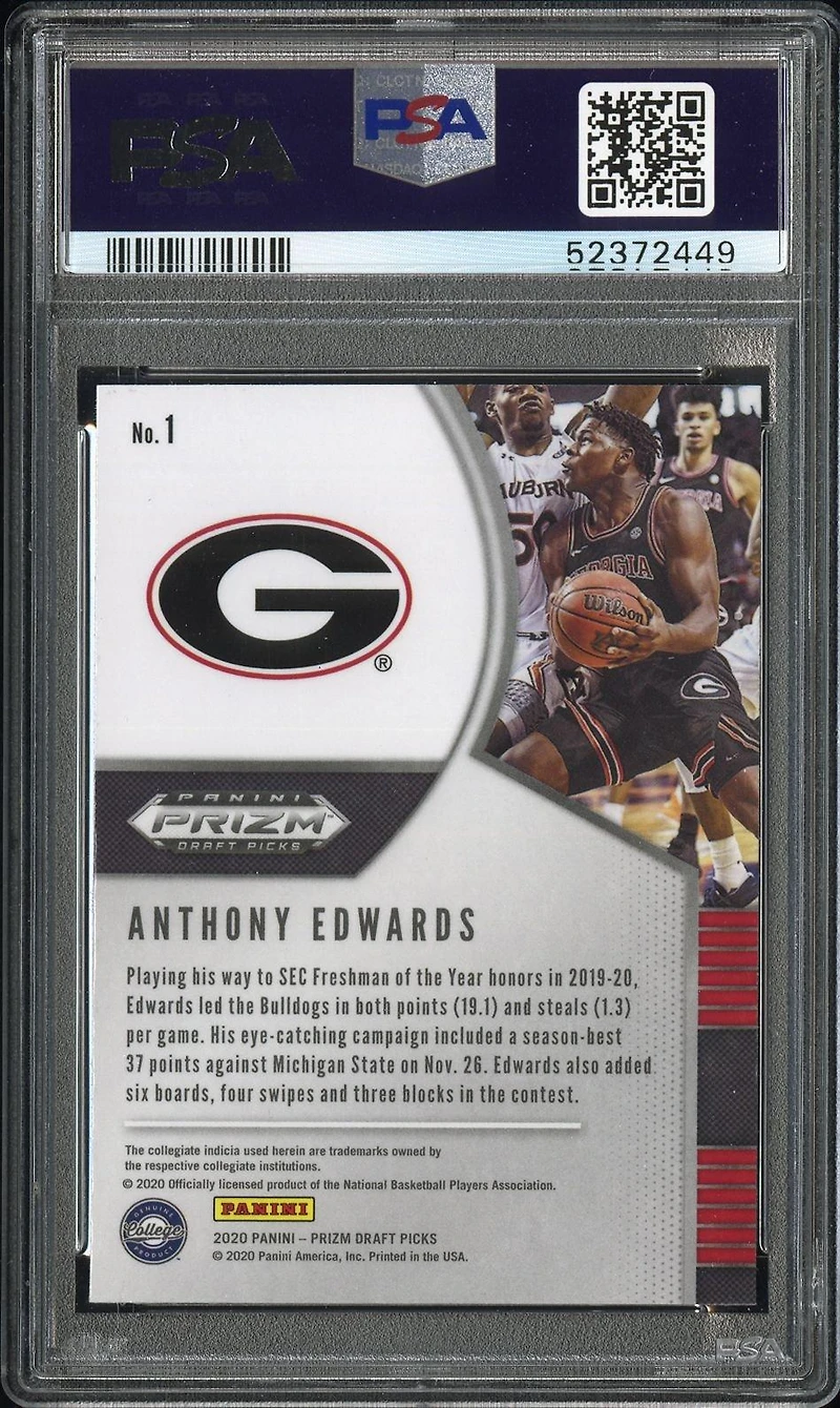 2020 Panini Prizm Draft Picks Anthony Edwards PSA
