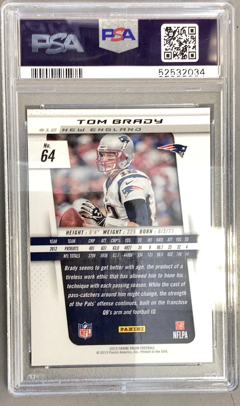2013 Panini Prizm 64 Tom Brady PSA 10