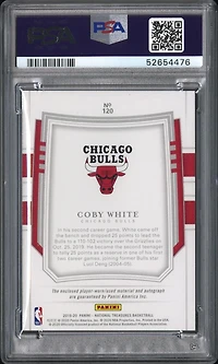 2019 Panini National Treasures 120 Coby White Patch Autograph PSA 9