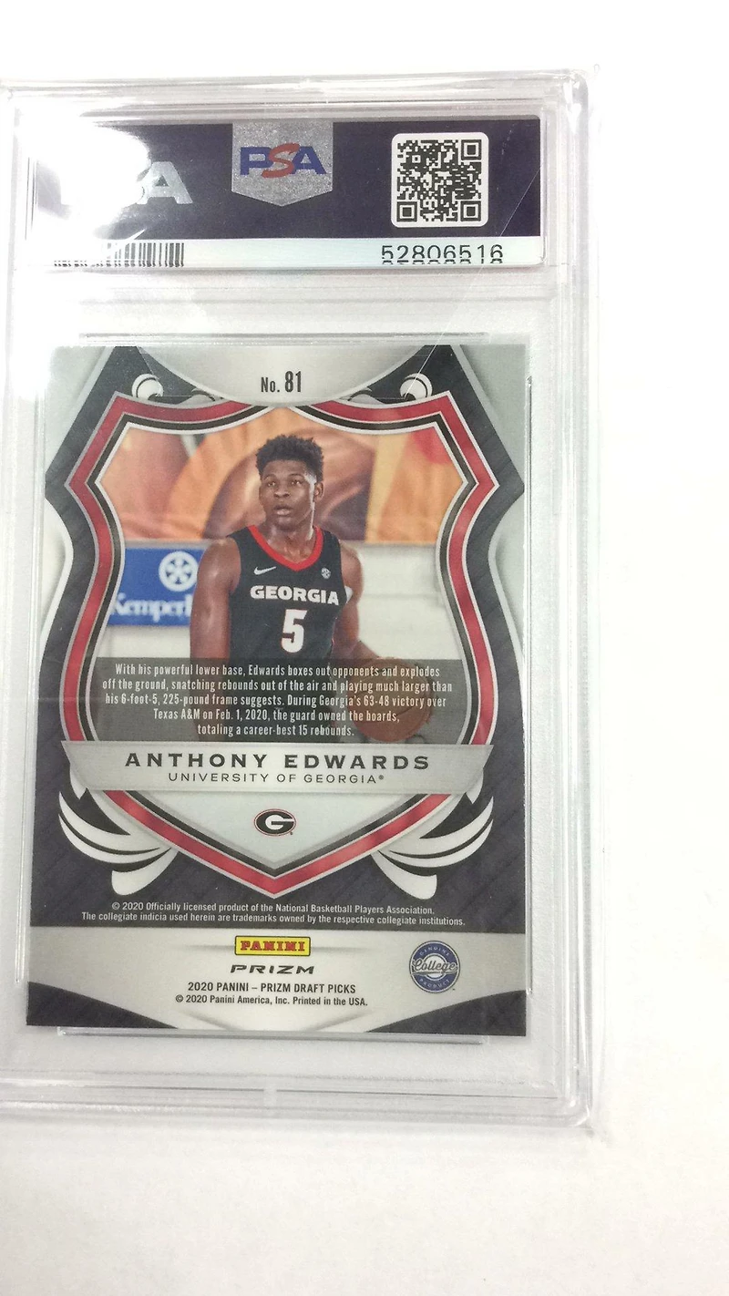 2020 Panini Prizm Draft Picks 81 Anthony Edwards Green Prizm PSA 10