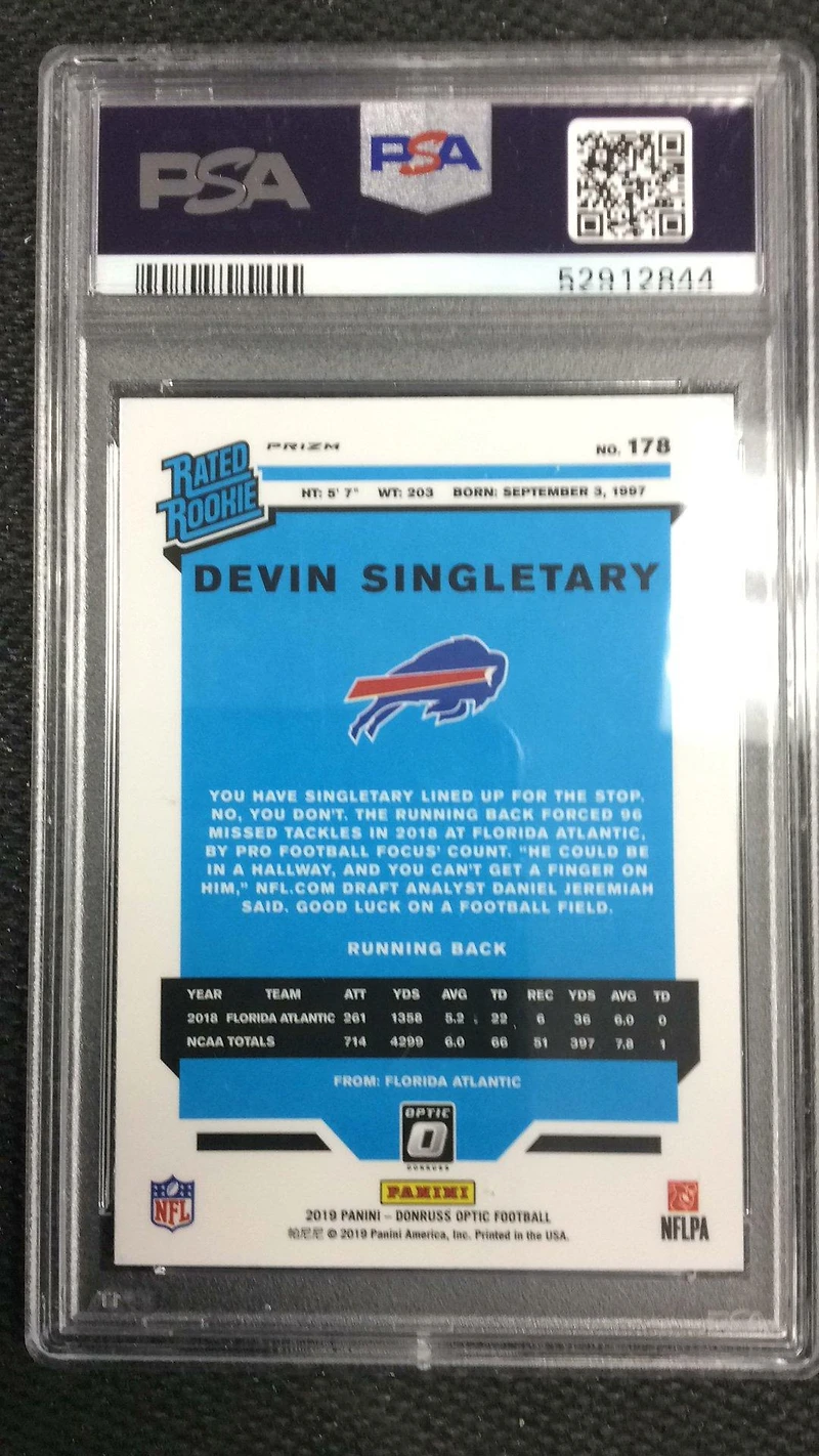 2019 Panini Donruss Optic 178 Devin Singletary Holo PSA 10