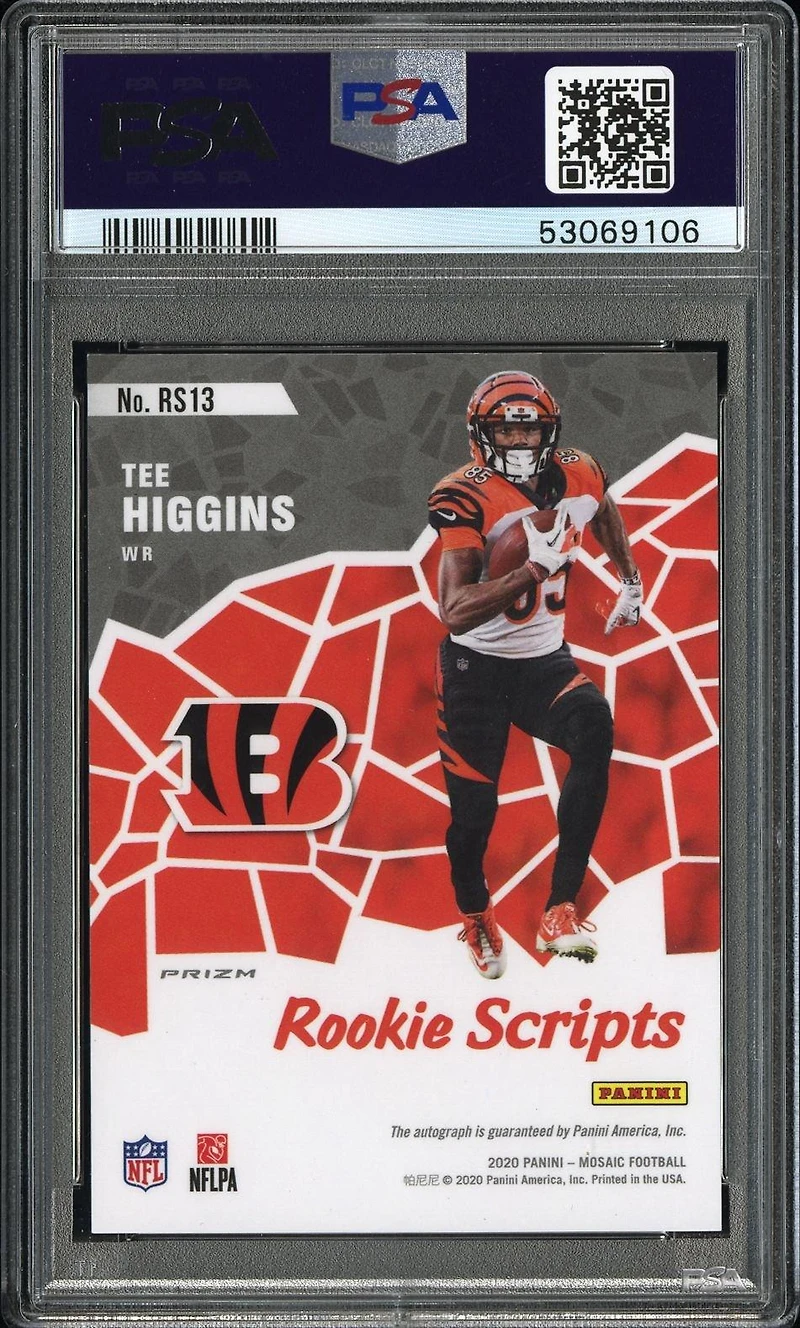 2020 Panini Mosaic Rookie Scripts Rs13 Tee Higgins PSA 9