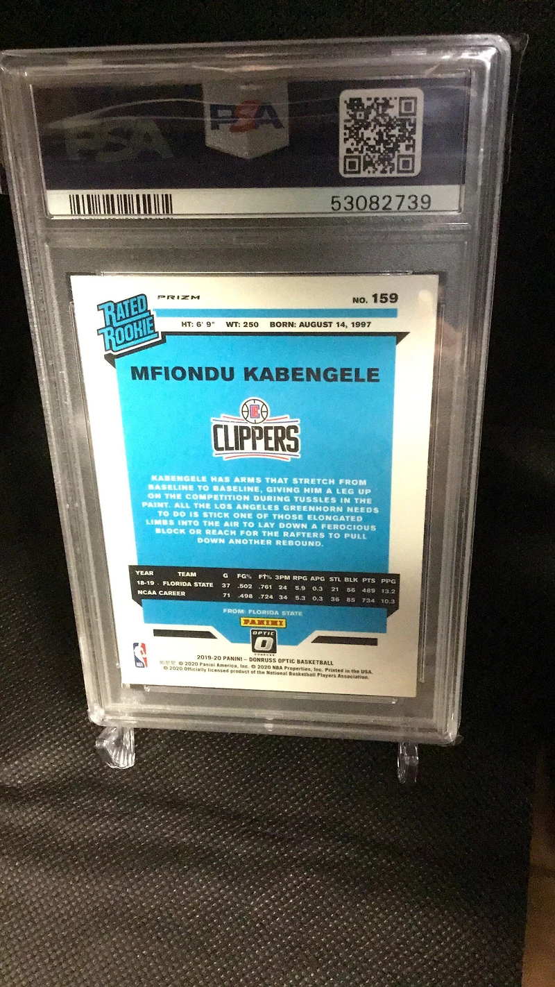 2019 Panini Donruss Optic 159 Mfiondu Kabengele Hyper Pink PSA 8