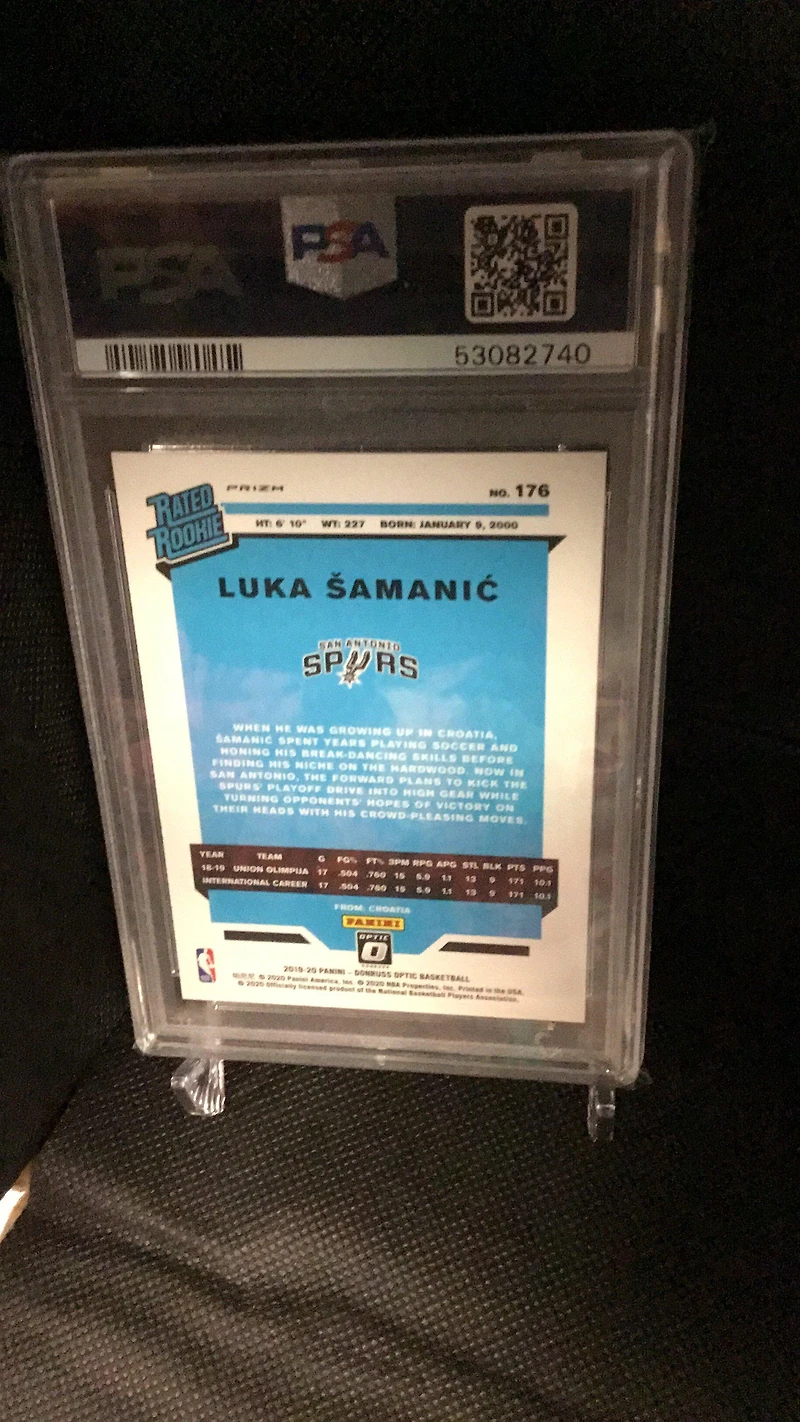 2019 Panini Donruss Optic 176 Luka Samanic No Name-hyper Pink PSA 9