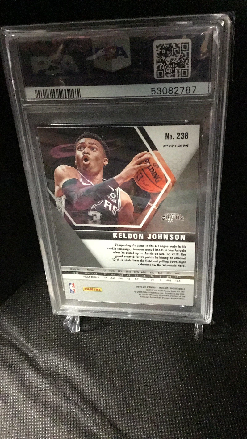 2019 Panini Mosaic 238 Keldon Johnson Green Mosaic PSA 9