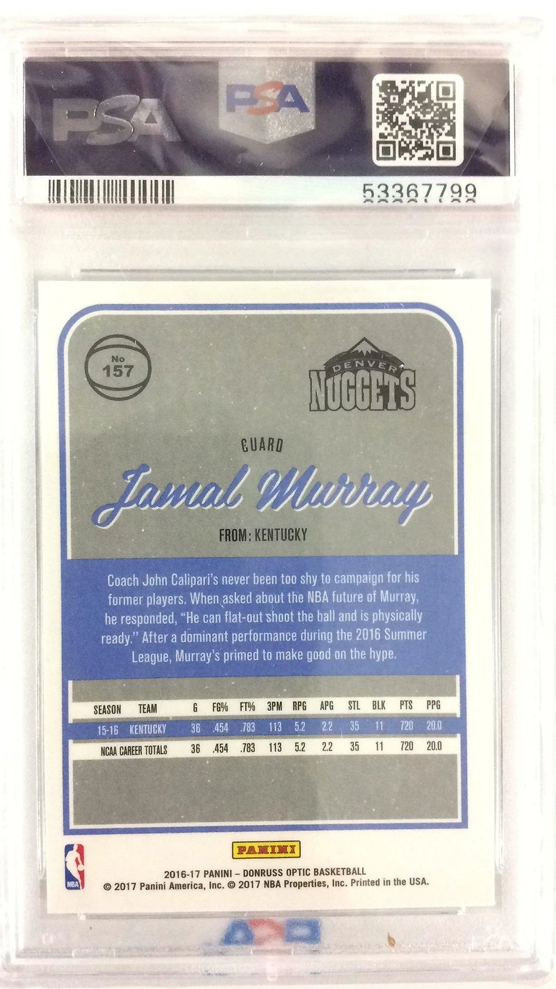 2016 Panini Donruss Optic 157 Jamal Murray PSA 10