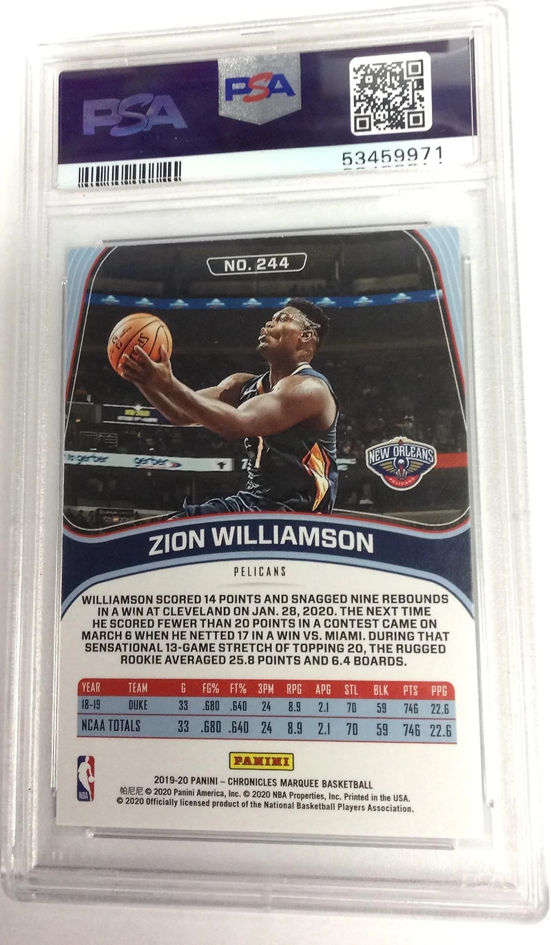 2019 Panini Chronicles 244 Zion Williamson PSA