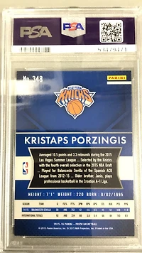 2015 Panini Prizm 348 Kristaps Porzingis PSA 10