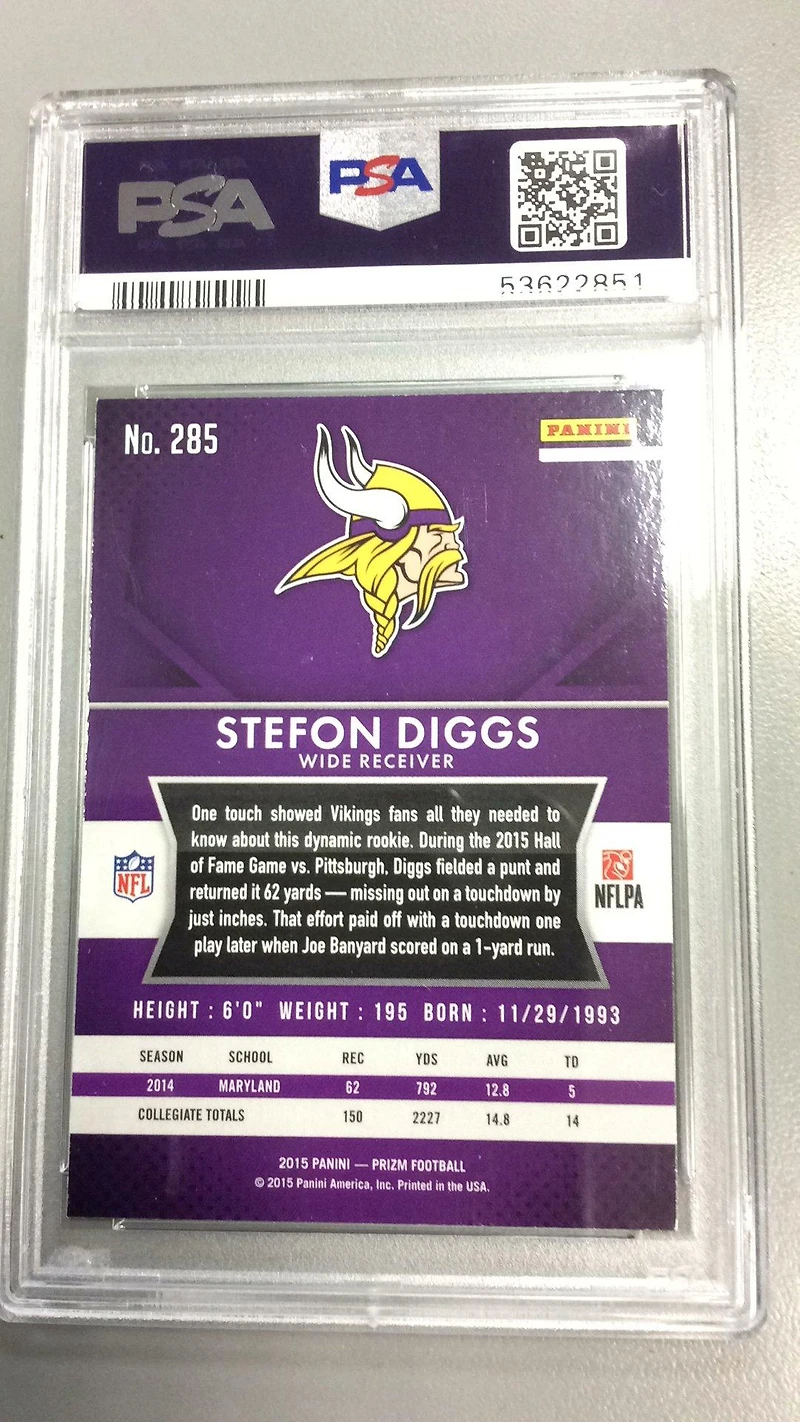 2015 Panini Prizm 285 Stefon Diggs PSA 10