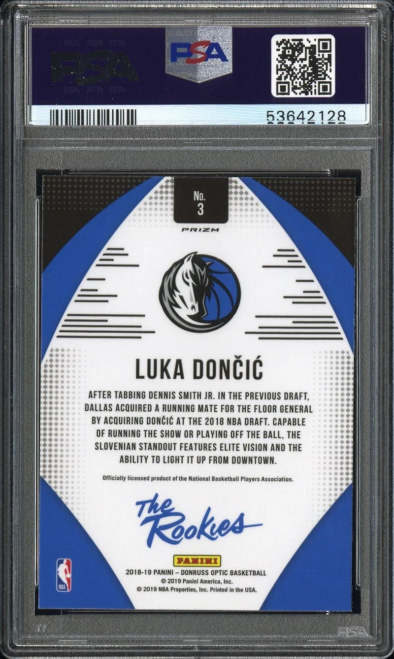 2018 Panini Donruss Optic The Rookies 3 Luka Doncic Holo PSA 10