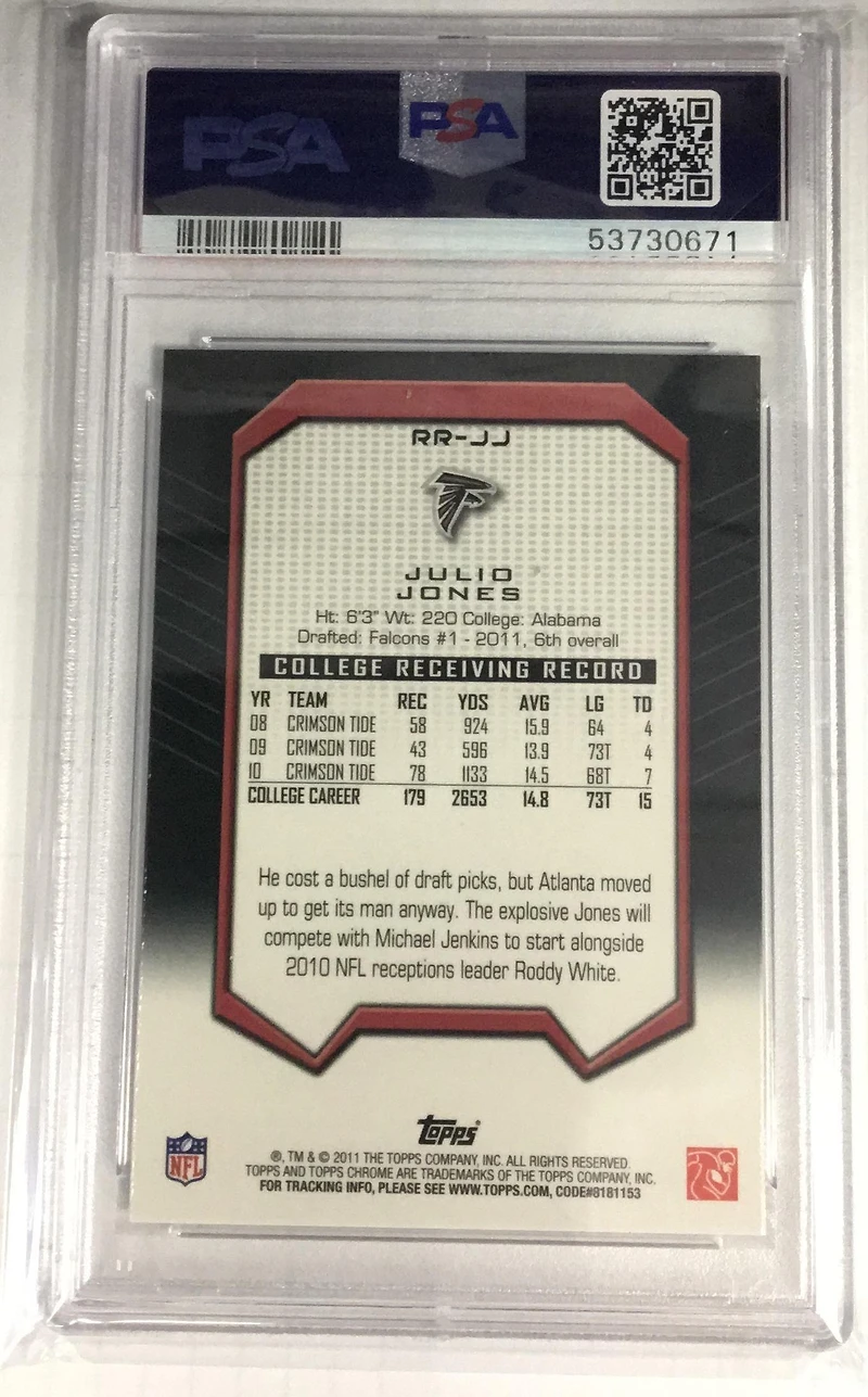 2011 Topps Chrome Rookie Recognition Rr-jj Julio Jones PSA 10