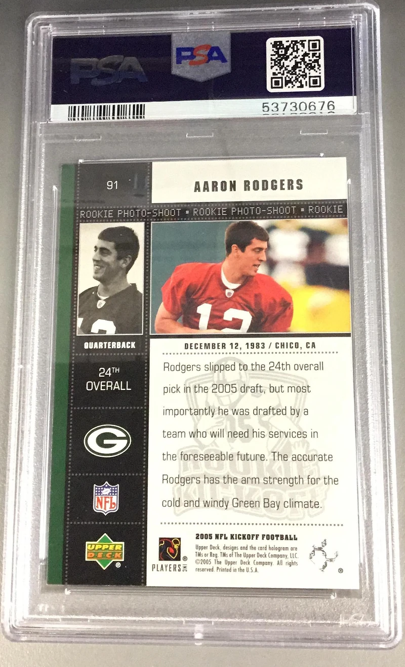 2005 Upper Deck Kickoff 91 Aaron Rodgers PSA 9