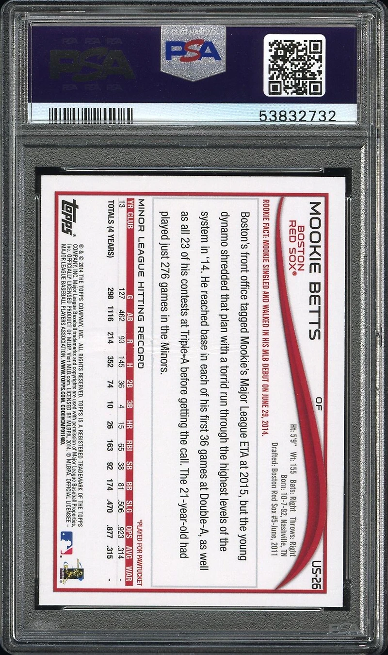 2014 Topps Update Us26 Mookie Betts Batting PSA