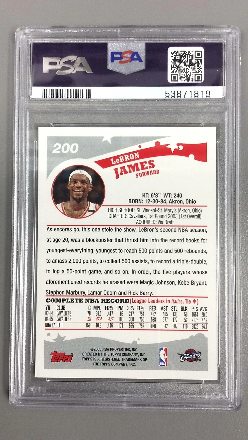 2005 Topps 200 Lebron James PSA