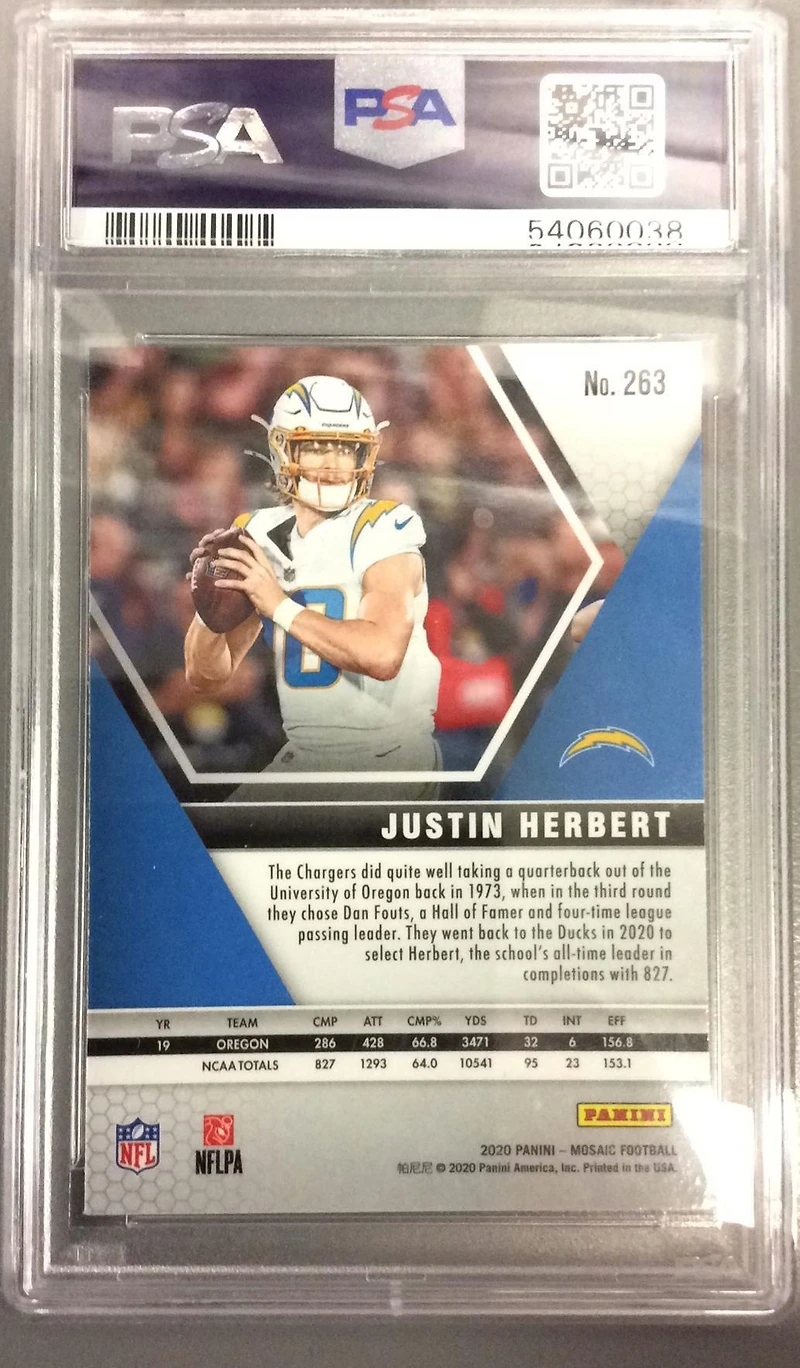 2020 Panini Mosaic 263 Justin Herbert PSA