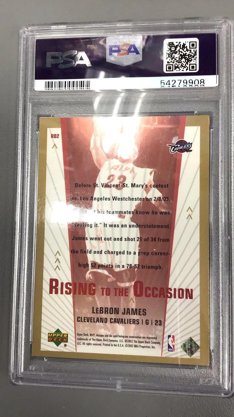 2003 Upper Deck Mvp Rising To The Occasion Ro2 Lebron James PSA 8