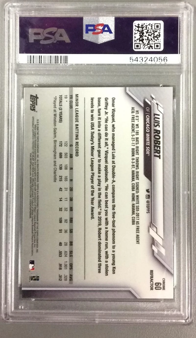 2020 Topps Chrome 60 Luis Robert Refractor PSA 10