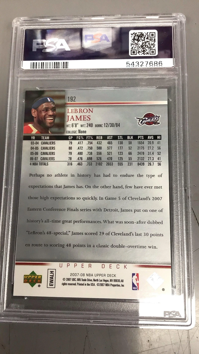 2007 Upper Deck 192 Lebron James PSA 10